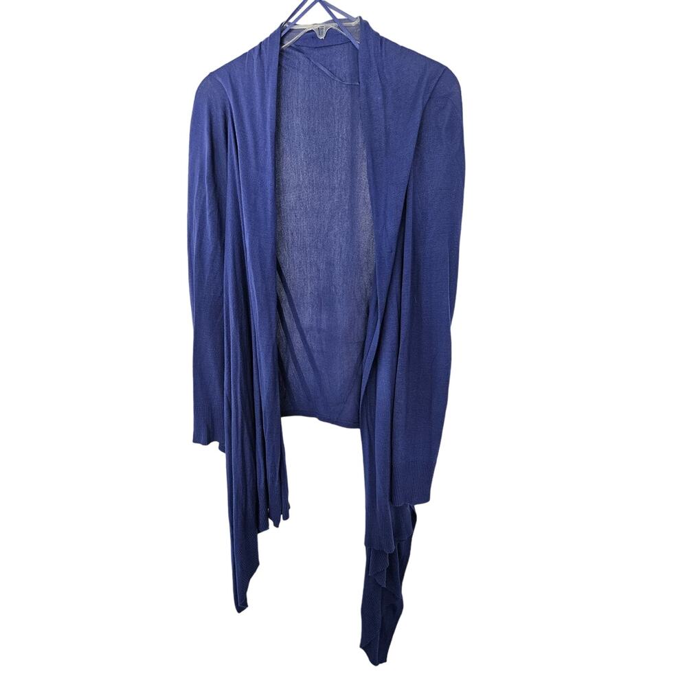 Ted Baker Blue Open Front Viscose Drape Front Pleated Back Cardigan sz 4 Basic